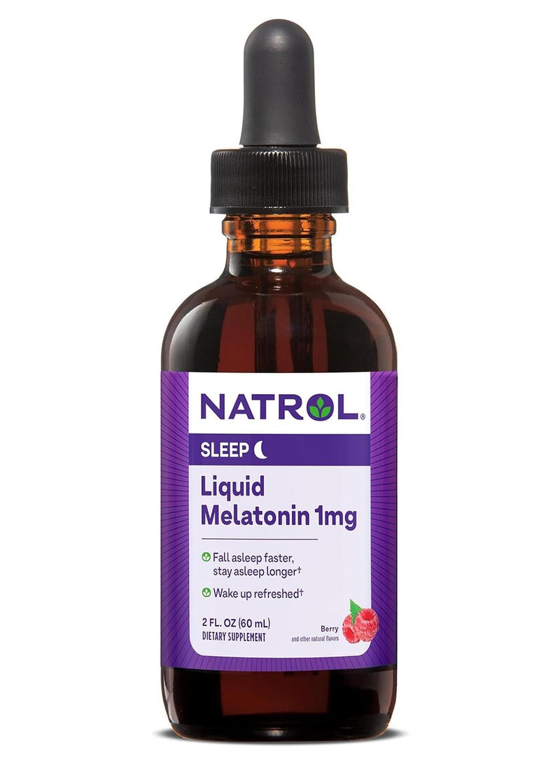 Natrol Sleep Liquid Melatonin 1mg, 2 Fl Oz, Packaging May Vary - Image 1